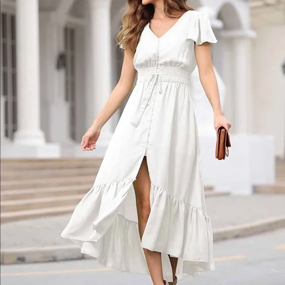 green emerald velvet dress Erika Peña Lola Bohemian Halter Maxi Dress White / O/S main image 1